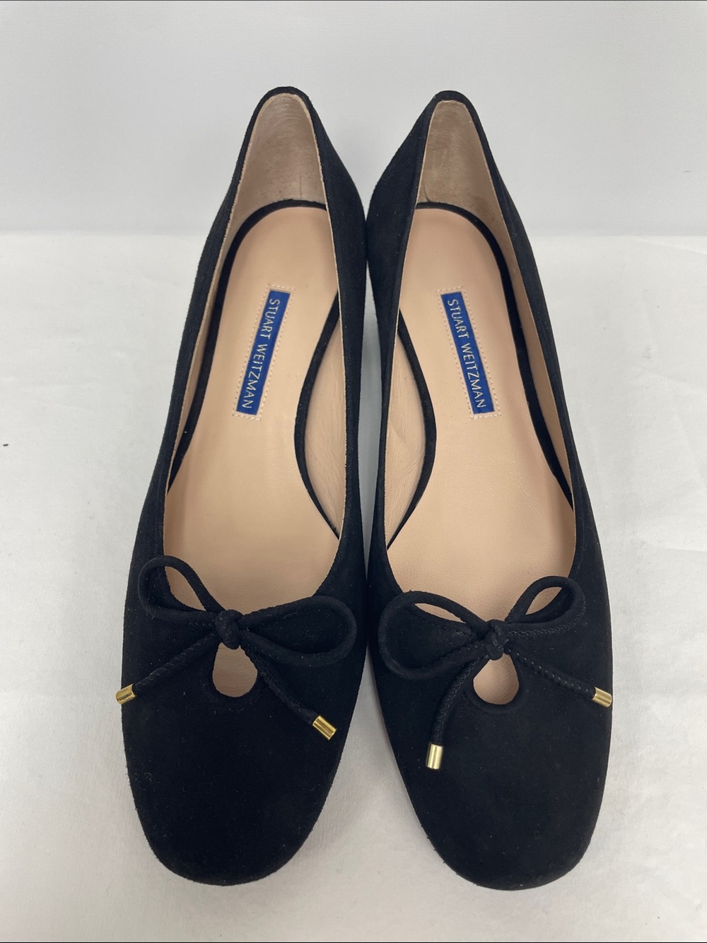 Stuart Weitzman Gabby 45 Black Suede Pump with Bow Detail, Size 7.5 - Picture 2 of 11